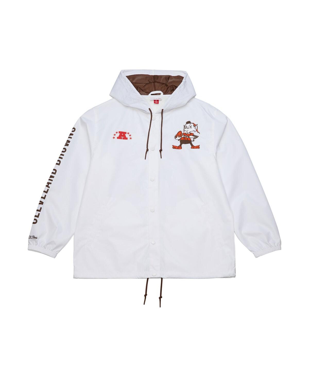 Mitchell & Ness Men's White Cleveland Browns Vintage Logo Coaches Full-snap Hoodie Jacket In White