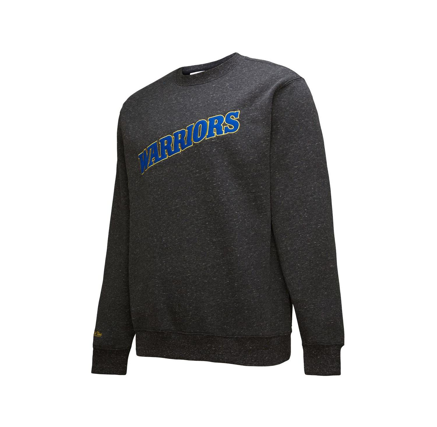 Men's Black Golden State Warriors Black Out Collection Snow Washed Vintage Logo Pullover Sweatshirt
