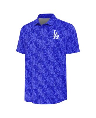 Antigua - Men's Royal Los Angeles Dodgers Tonal Logo Resort Button-Up Shirt