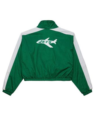 Women's Green New York Jets Nylon Cropped Full-Zip Jacket