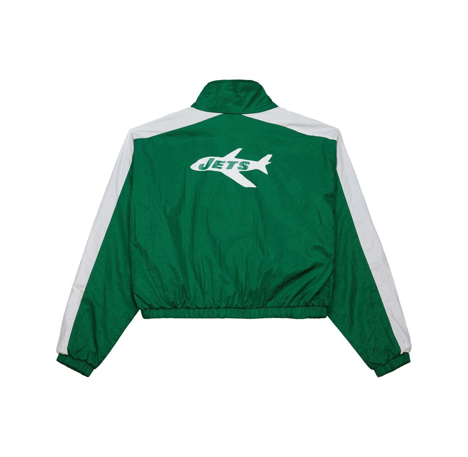 Women's Green New York Jets Nylon Cropped Full-Zip Jacket