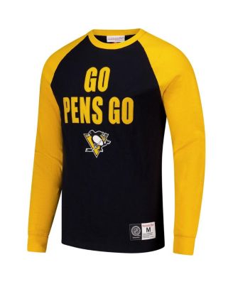 Men's Black/Gold Pittsburgh Penguins Legendary Slub Raglan Long Sleeve T-Shirt