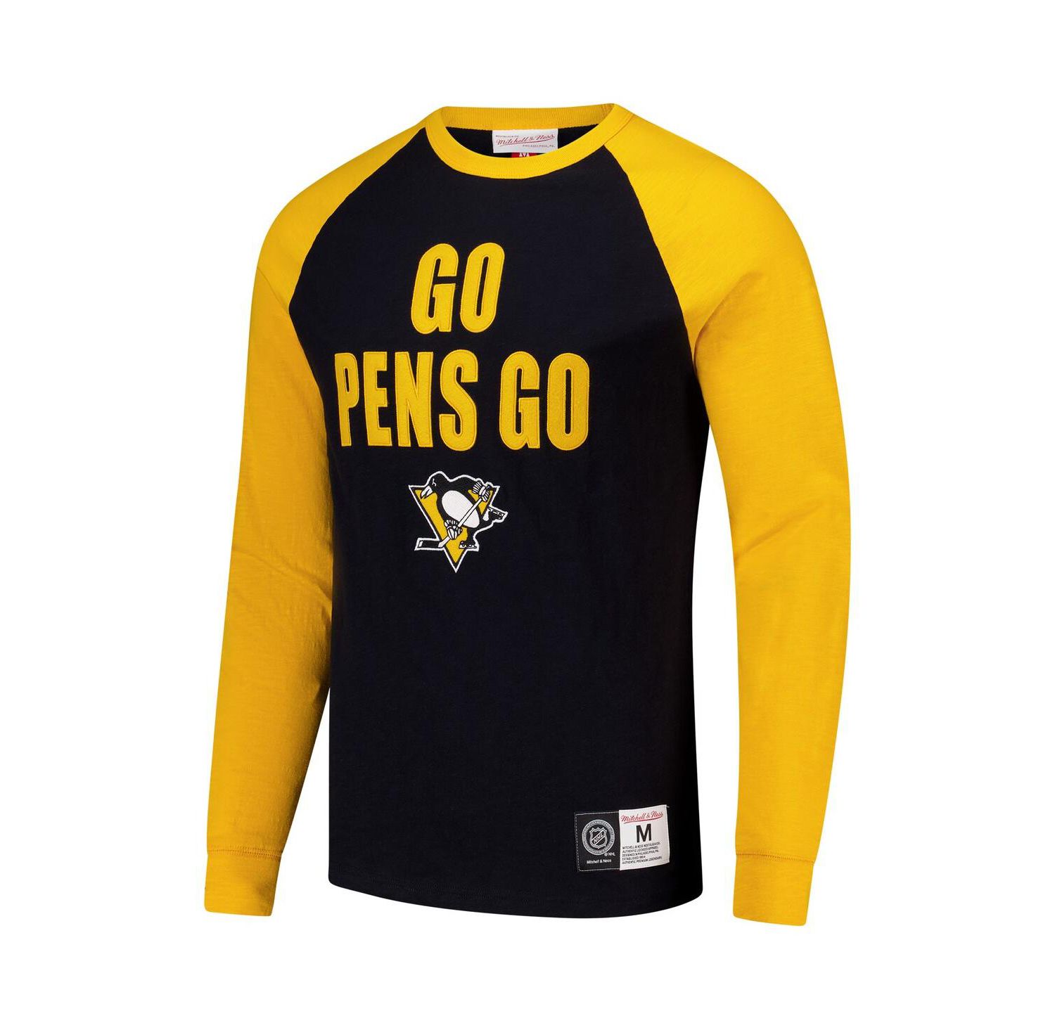 Men's Black/Gold Pittsburgh Penguins Legendary Slub Raglan Long Sleeve T-Shirt