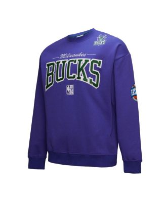 Men's Purple Milwaukee Bucks Hardwood Classics There Back 2.0 Vintage Pullover Sweatshirt