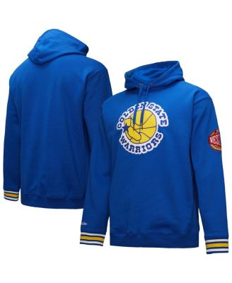 Men's Royal Golden State Warriors Chainstitch Applique Vintage Heavyweight Pullover Hoodie