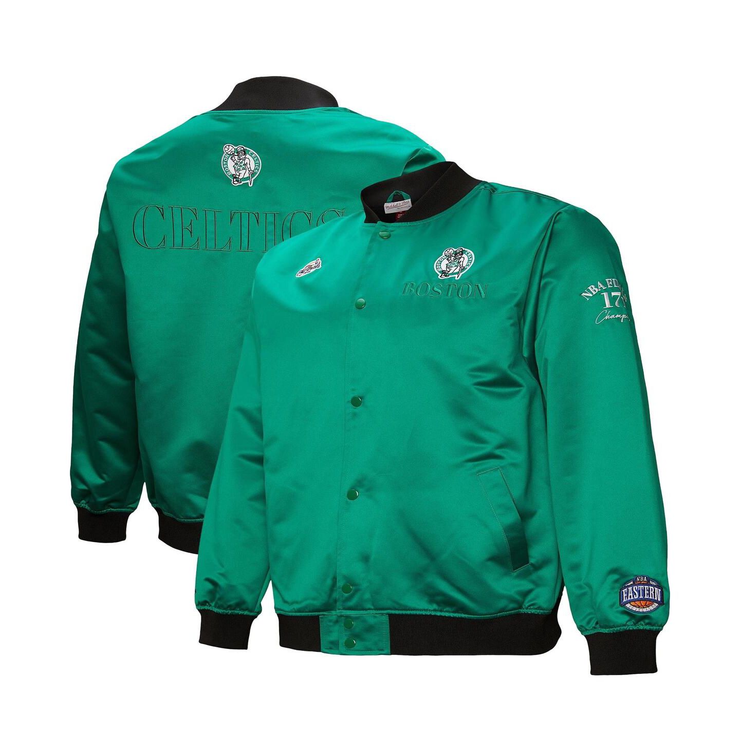 Мужская куртка Mitchell & Ness Kelly Green Boston Celtics Hardwood Classics Team OG 3.0 Lightweight Satin Full-Snap — фото 1