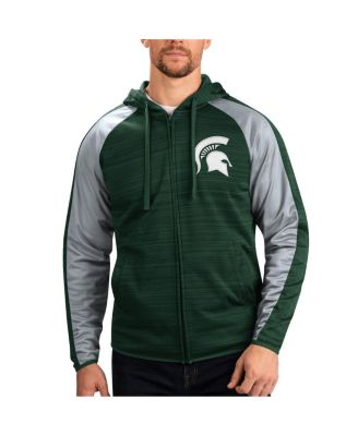 G-III Sports by Carl Banks - Men's Green Michigan State Spartans Neutral Zone Raglan Full-Zip Track Jacket Hoodie