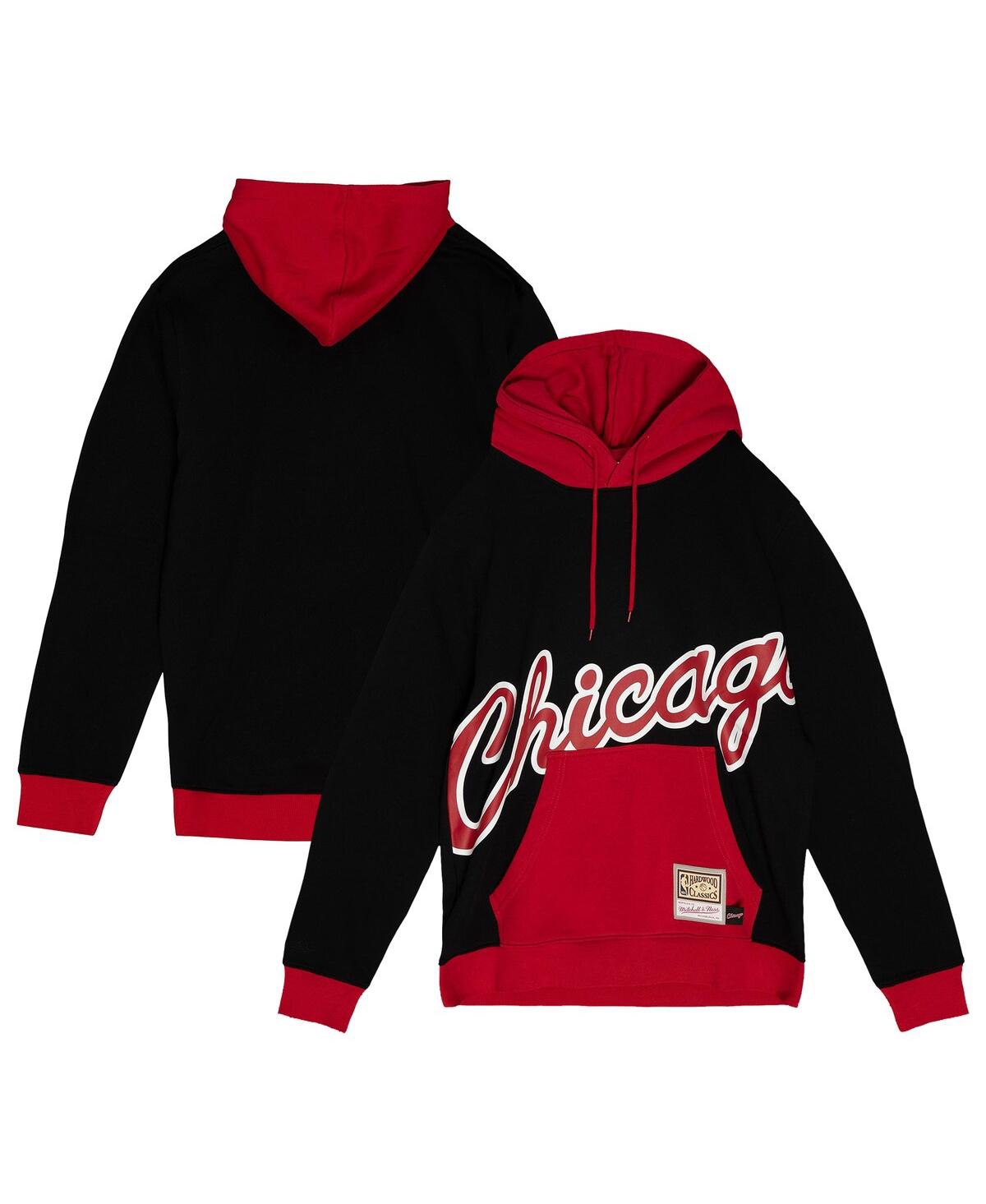 Mitchell & Ness Men's Black Chicago Bulls Hardwood Classics Big Face 5.0 Pullover Hoodie In Black