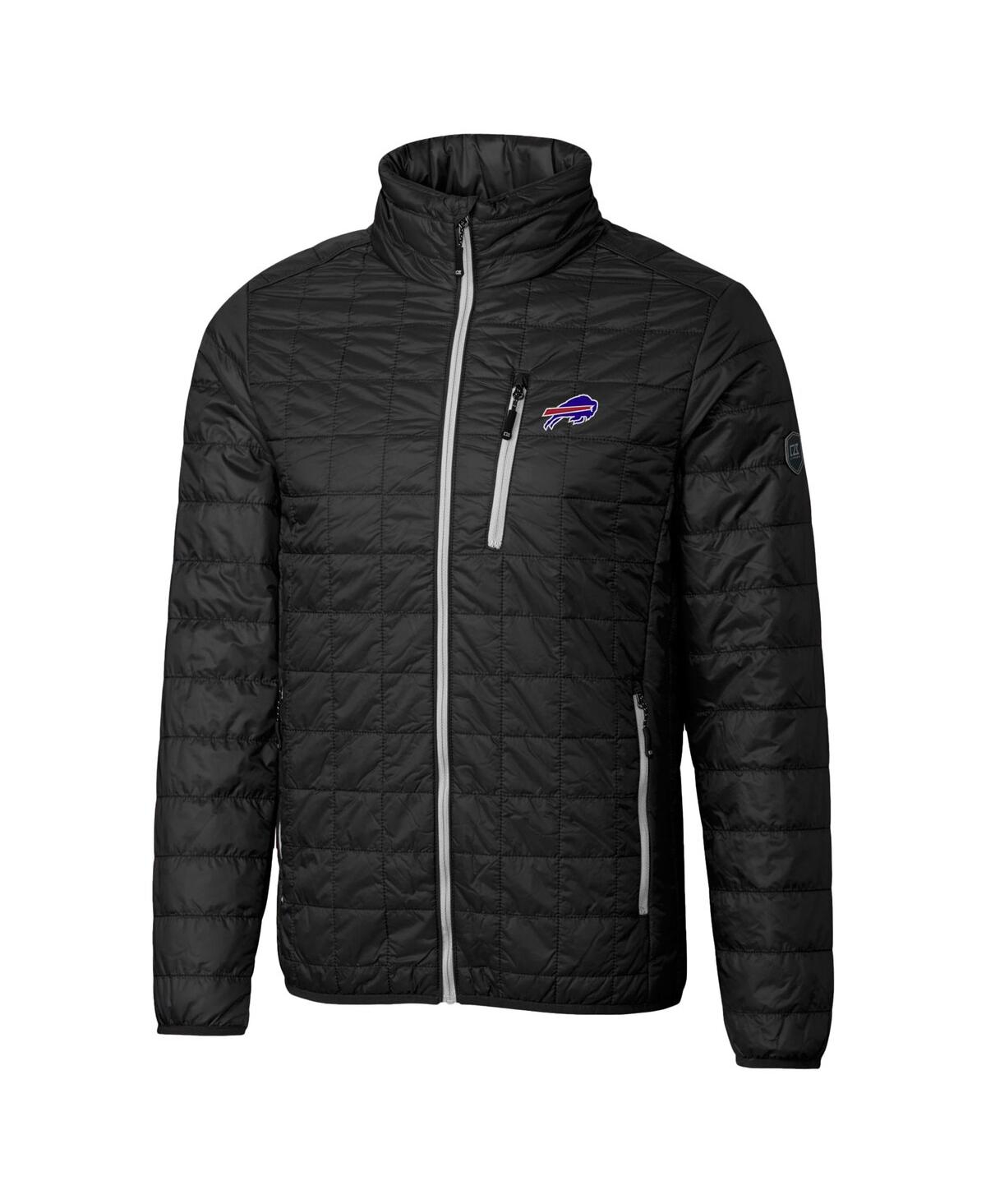Cutter & Buck Men's Black Buffalo Bills Rainier Primaloft Eco Insulated Full-zip Puffer Jacket In Black