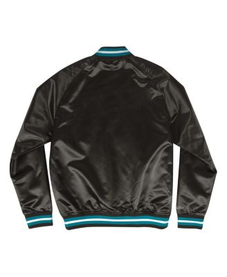 Men's Black Charlotte Hornets Hardwood Classics Lightweight Satin Full-Snap Jacket