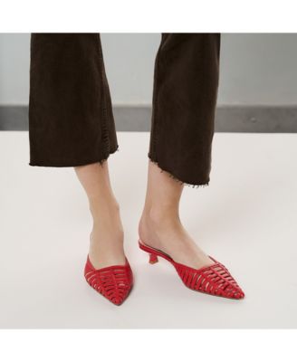 Marlina Fisherman Kitten Heel Faux Leather Mules