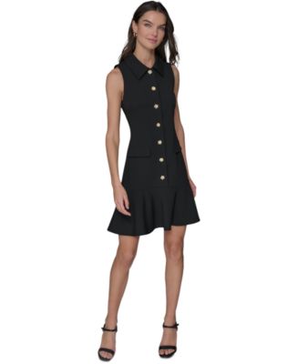Women's Sleeveless Collared Dress | Black | Size: 6 | Karl Lagerfeld Paris