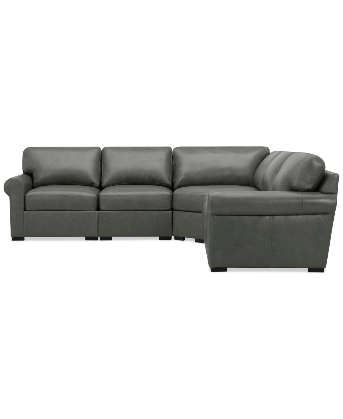 Macy's Radley Roll Arm 117" 5-pc. Leather Wedge Corner L Sectional, Exclusively At