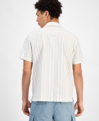Men's Luke Short Sleeve Striped Floral Button-Front Camp Shirt, Exclusively at Macy's