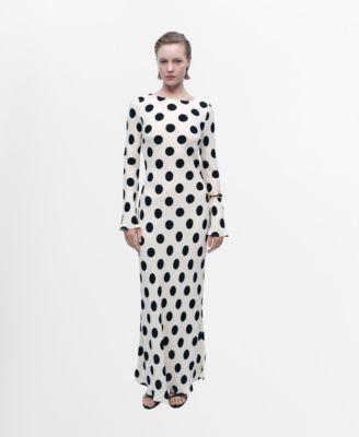 MANGO - Women's Flared Sleeves Polka Dot Dress