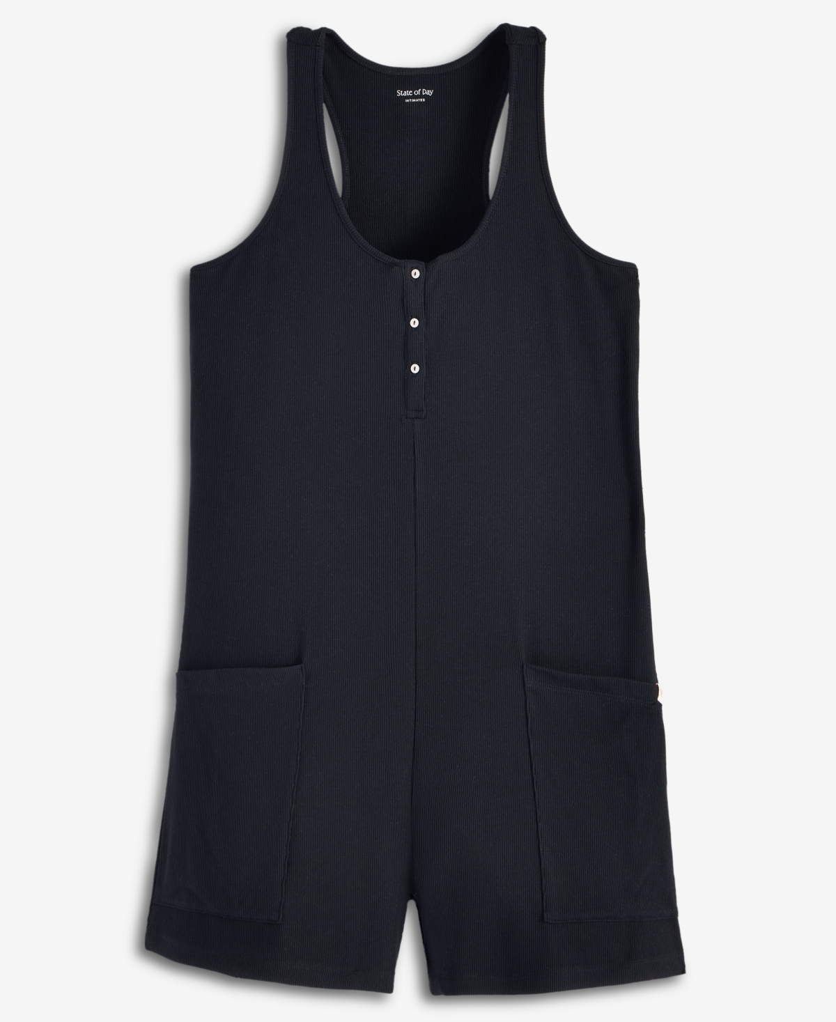 Macy's State Of Day Women's Racerback Ribbed Henley Romper, Exclusively At
