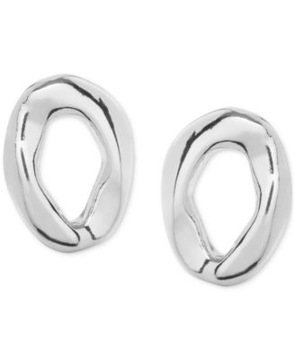 Metal Alloy Oval Shaped Earrings