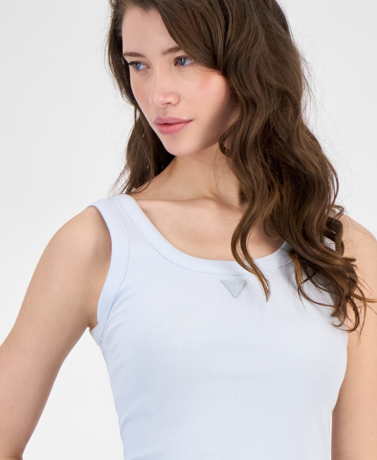 GUESS WOMEN'S RIBBED TRIANGLE-LOGO TANK 