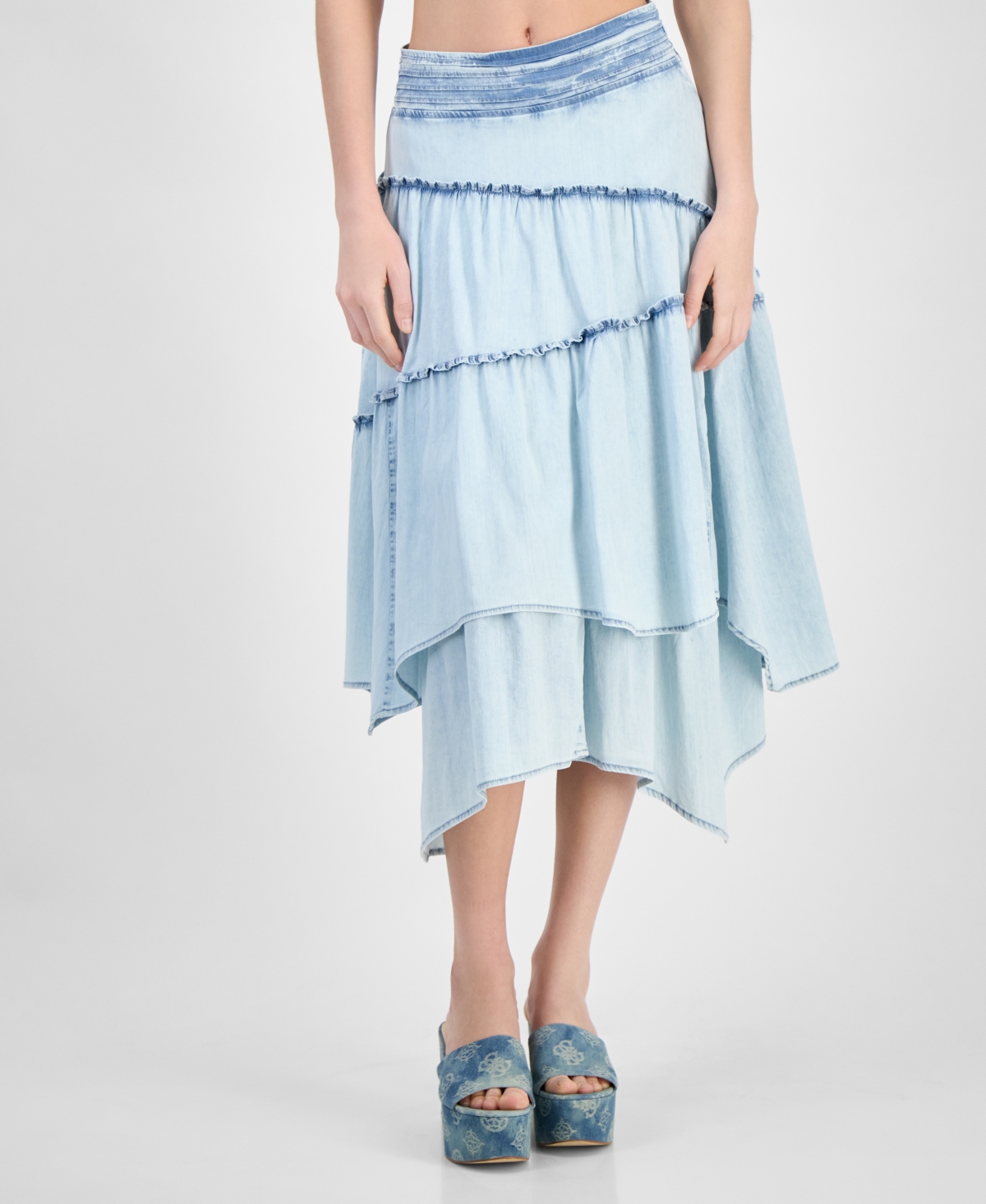 GUESS WOMEN'S TANYA LAYERED DENIM MAXI SKIRT 