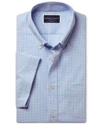 Men's Slim Fit Short Sleeve Wrinkle-Resistant Button-Down Shirt