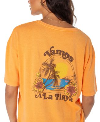 Juniors' Vamos Cotton Oversized Graphic T-Shirt