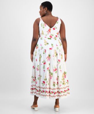 Plus Size Floral V-Neck Sleeveless Maxi Dress