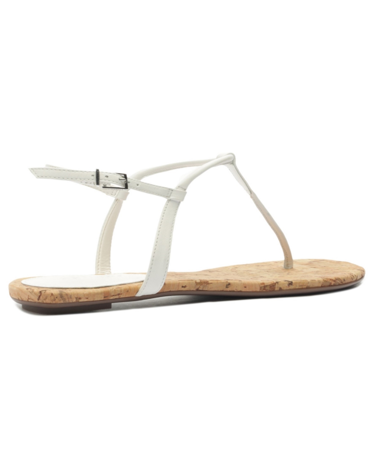 Schutz Elsha Leather T-strap Flat Sandals In White Cork