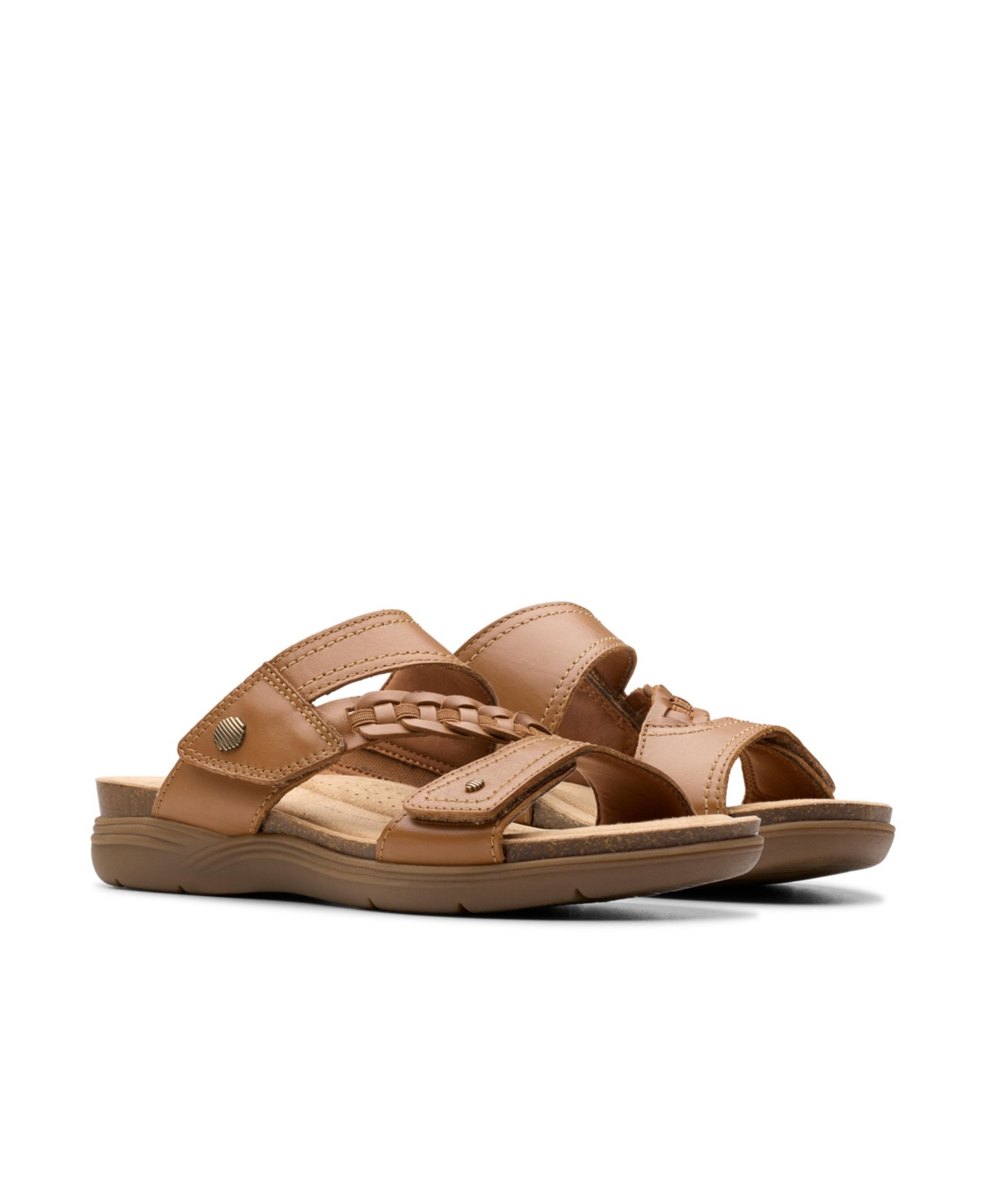 Clarks Women's April Raelyn Slip On Flat Sandals In Tan Leather