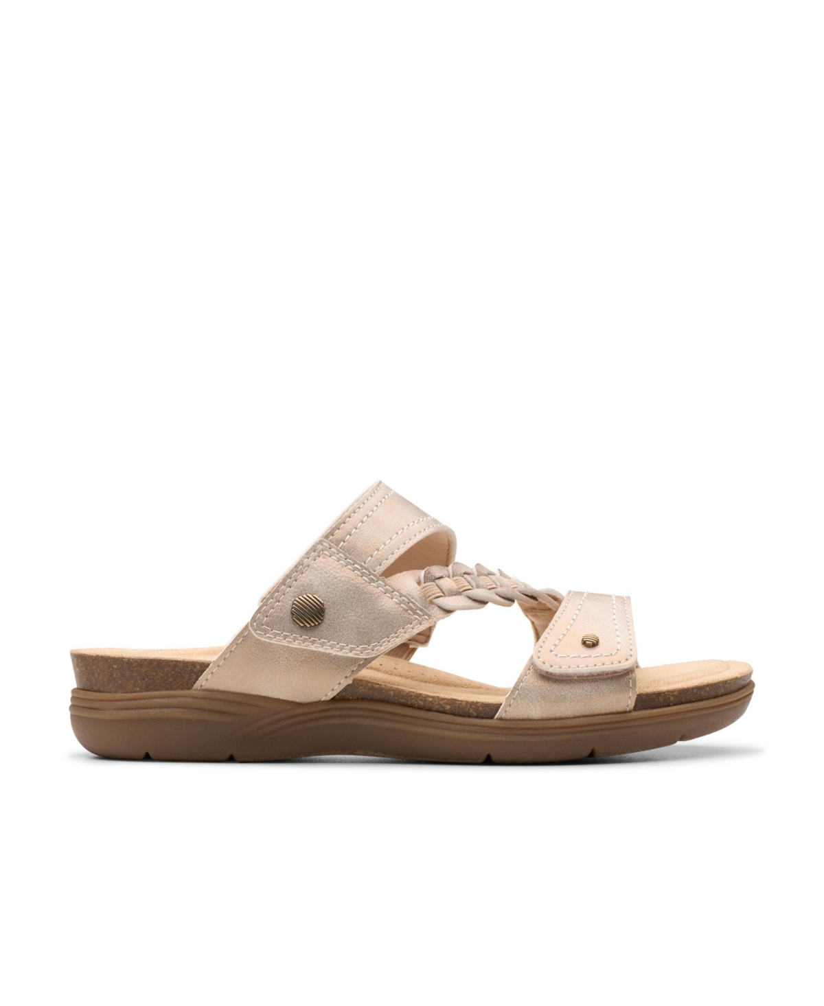 Clarks Women's April Raelyn Slip On Flat Sandals In Bronze Metallic Synthetic