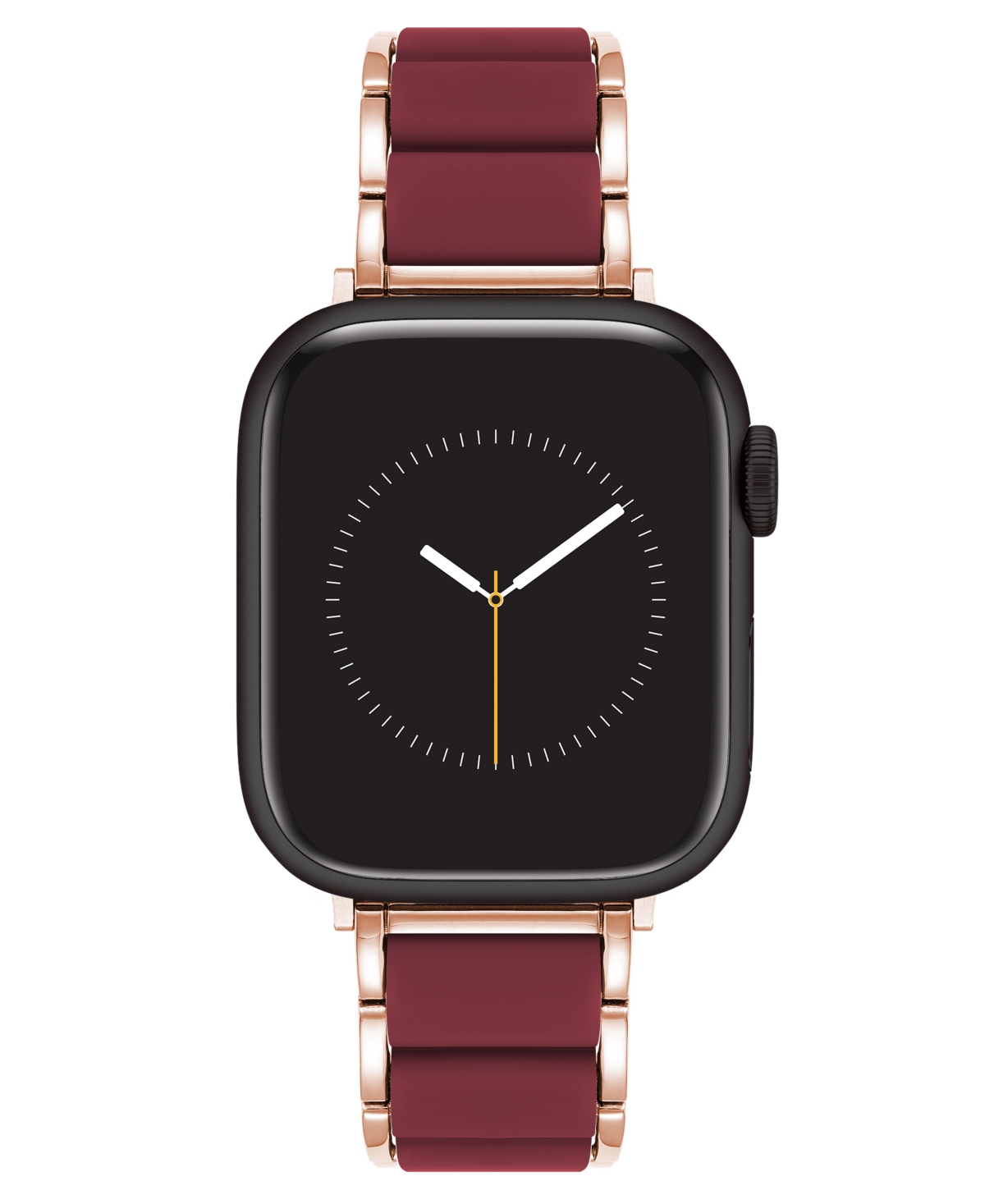 Women's Burgundy Rubberized Link with Rose Gold-Tone Alloy Metal Band for Apple Watch 10 38/40/41mm - Burgundy, rose gold-tone