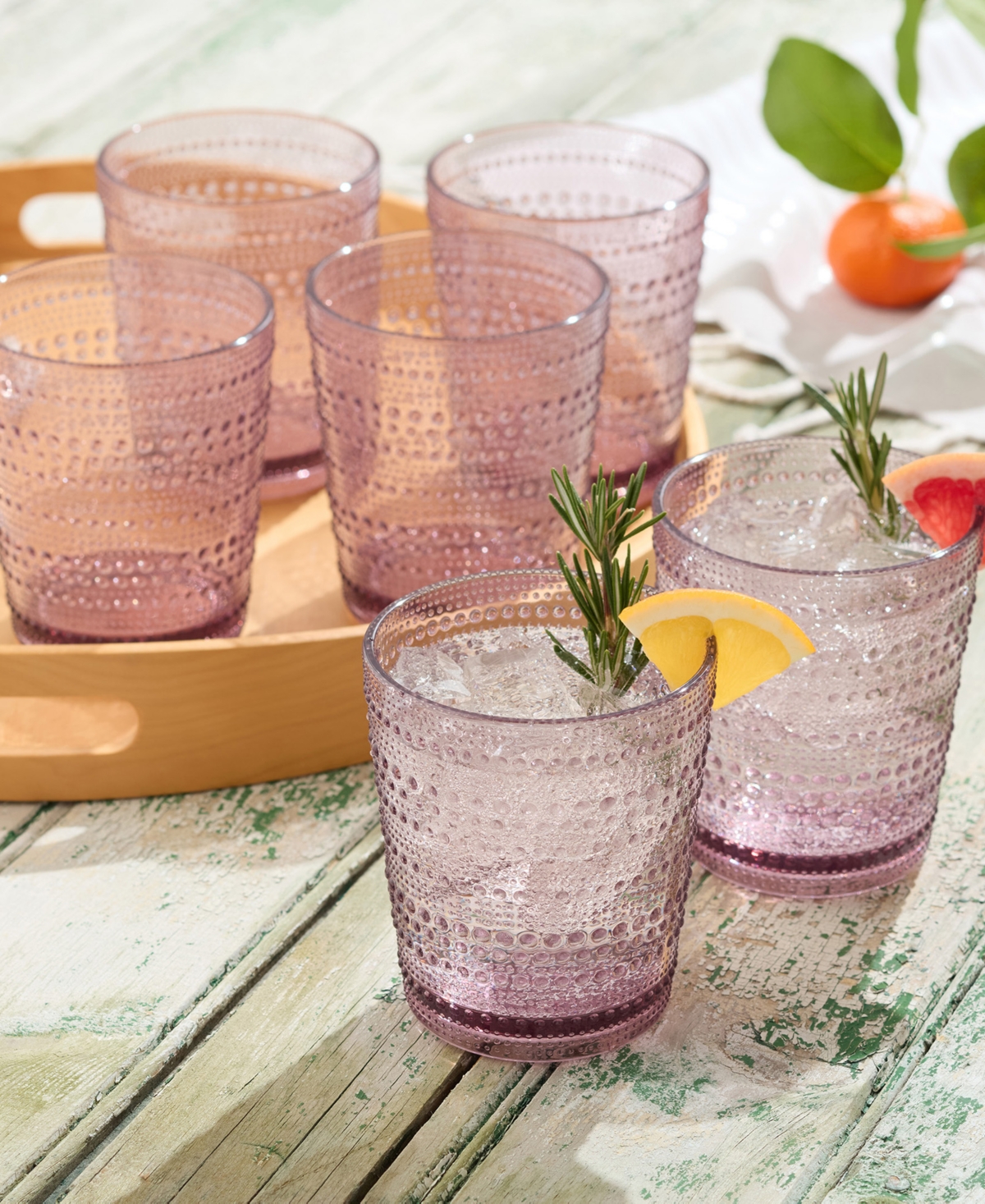 Certified International Santa Fe Acrylic Double Old Fashioned Glasses, Set Of 6 In Plum