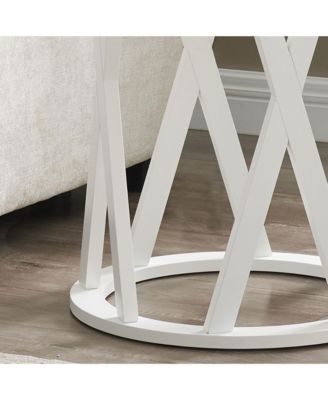 Emma Side End Table - Modern Round Farmhouse Accent Table - Side Table for Living Room, Bedroom, Office