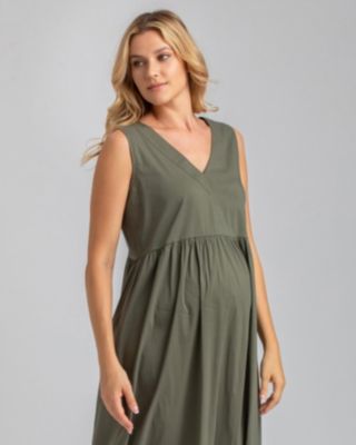 Maternity V-Neck Poplin Waterlily Maxi Dress