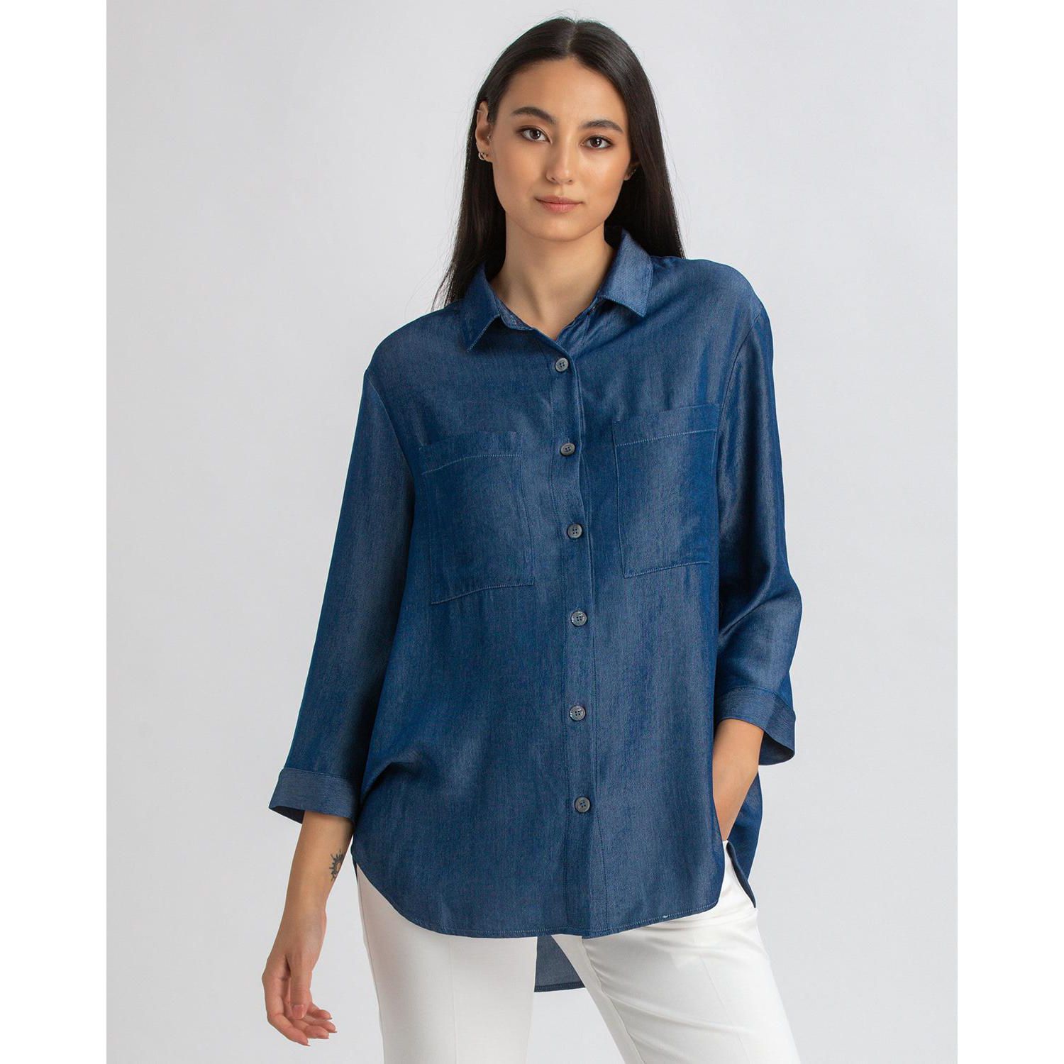 Maternity 3/4 Sleeve Chambray-look Viscose Erica Blouse