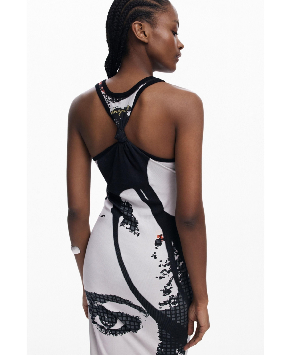 Desigual Women's Fitted Midi Dress Face In Black