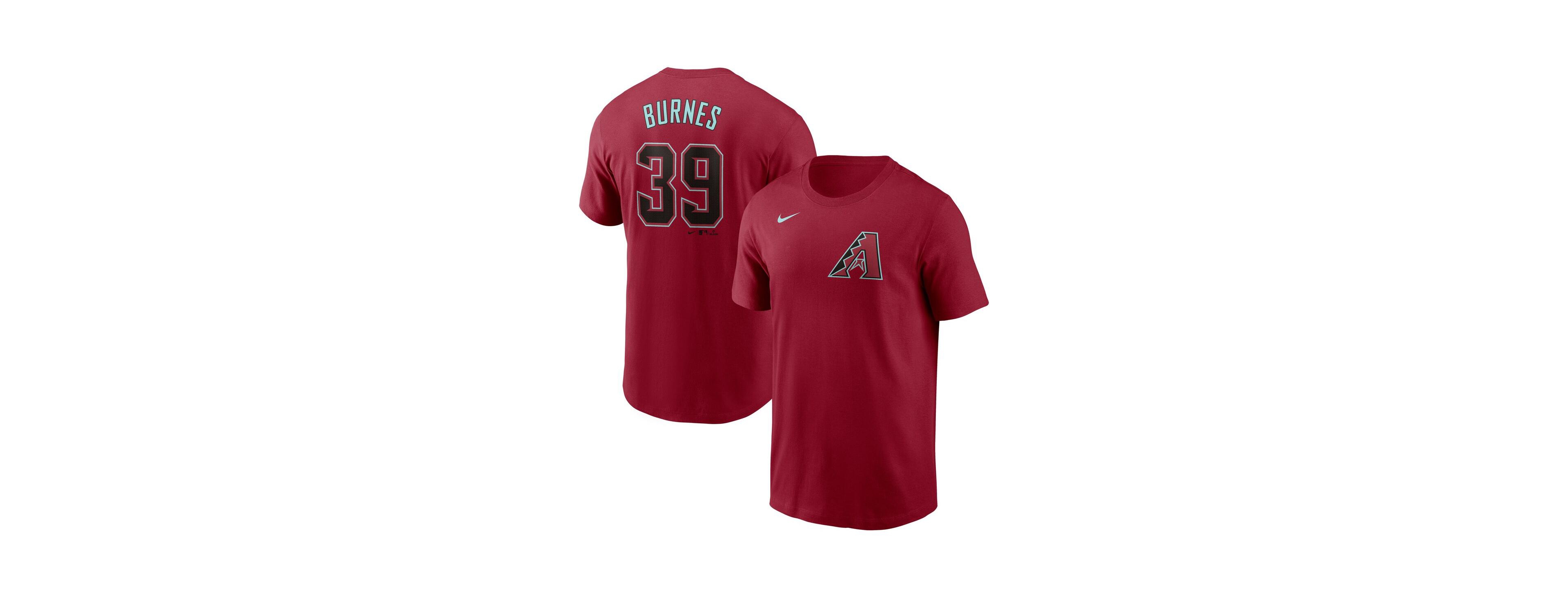 Nike Men's Corbin Burnes Red Arizona Diamondbacks Fuse Name Number T-Shirt