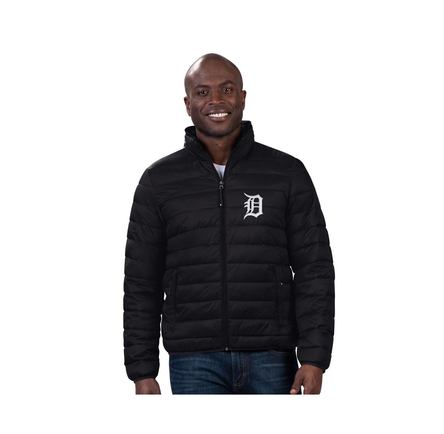 Men's Black Detroit Tigers Packable Neck Pillow Full-Zip Puffer Jacket