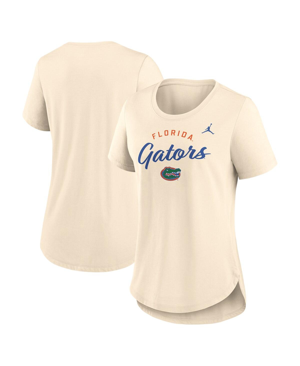 Nike Women's Tan Florida Gators Script Logo Tri-blend T-shirt In Tan