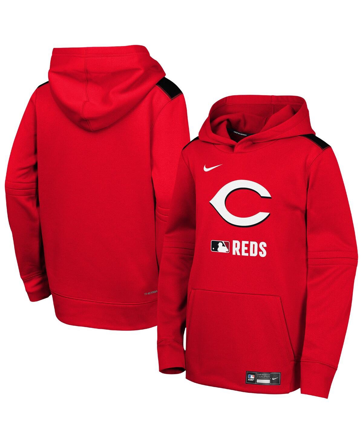 Nike Big Boys and Girls Red Cincinnati Reds Authentic Collection Performance Pullover Hoodie - Red
