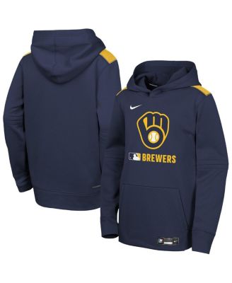 Nike - Big Boys and Girls Navy Milwaukee Brewers Authentic Collection Performance Pullover Hoodie