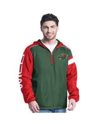 Men's Green/Red Minnesota Wild Lateral Half-Zip Hoodie Jacket