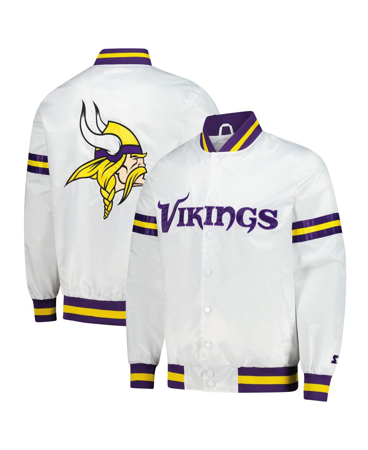 Starter Men's White Minnesota Vikings Scout Full-snap Varsity Jacket In White
