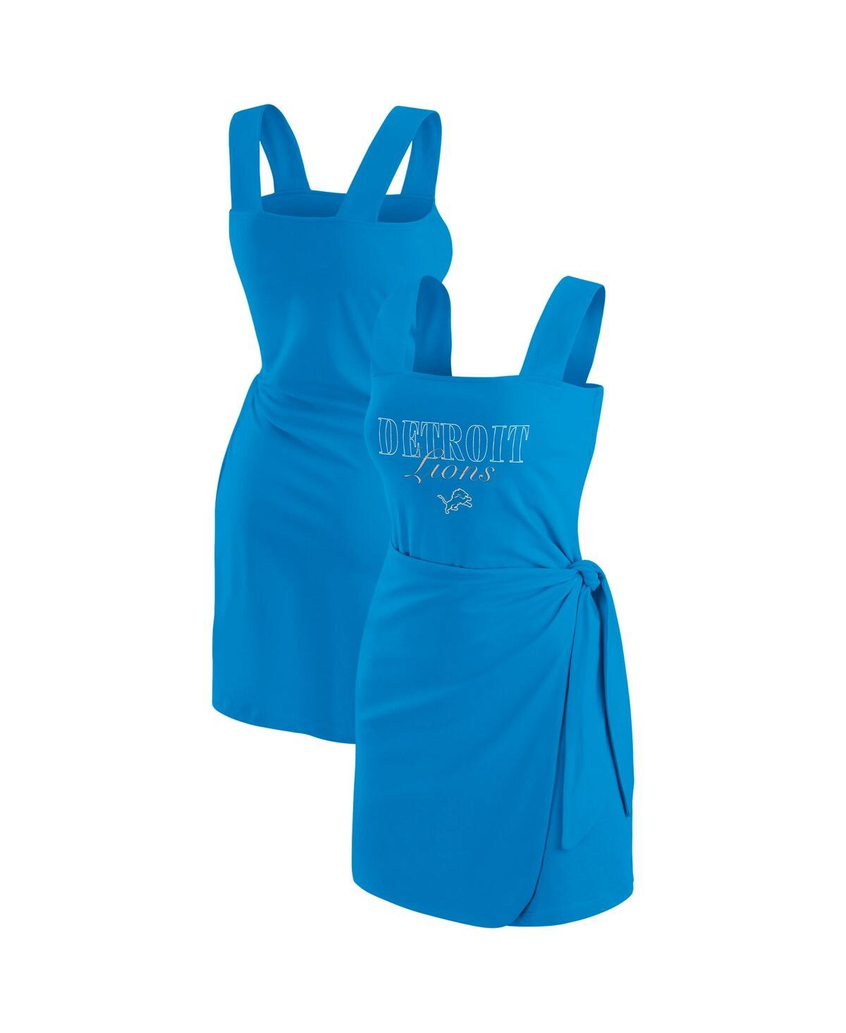 Women's Blue Detroit Lions Wrap Dress - Blue