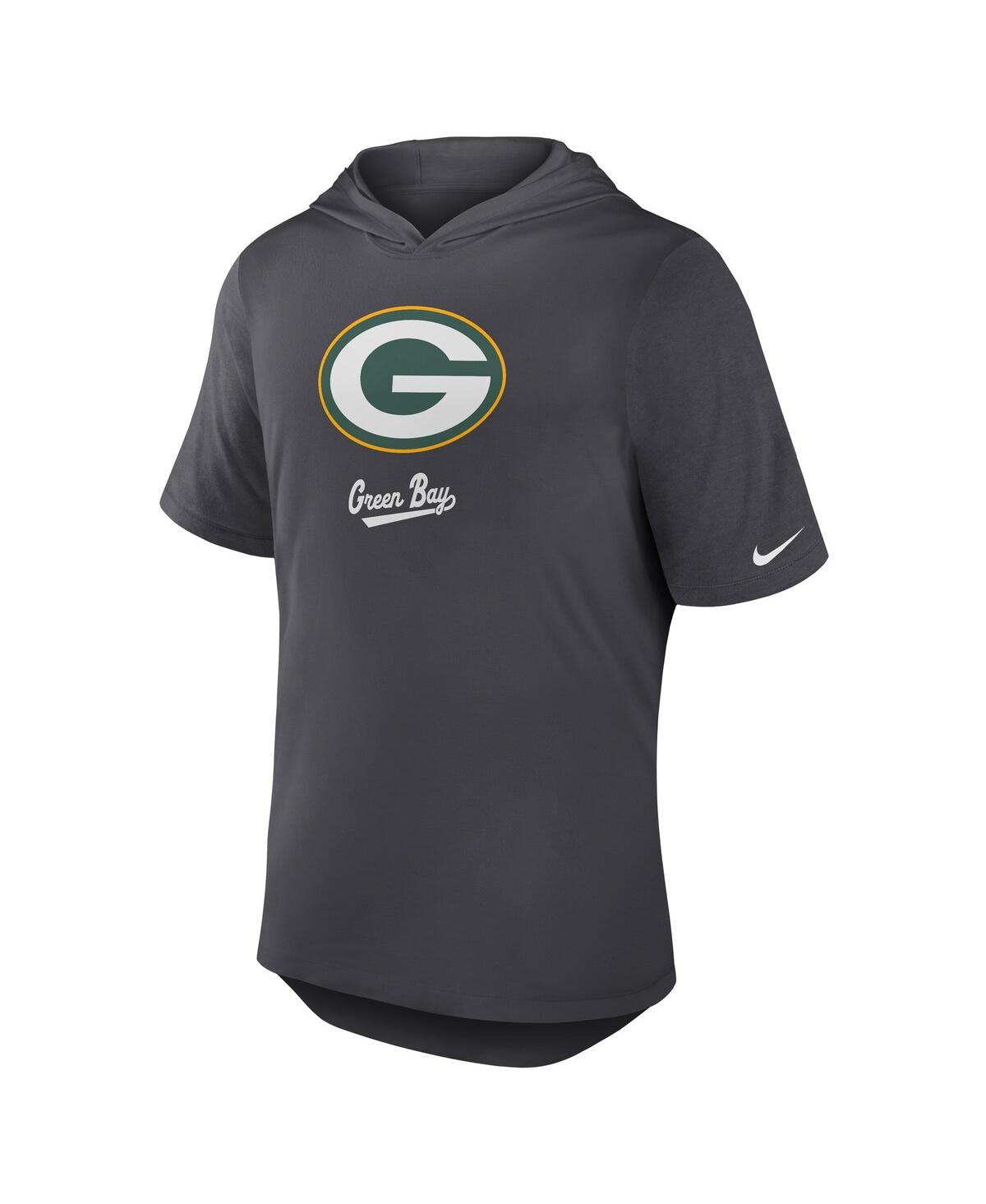 Nike Men's Anthracite Green Bay Packers Tri-blend Performance Hoodie T-shirt In Black
