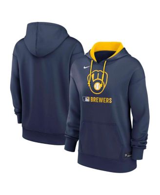 Nike - Women's Navy Milwaukee Brewers Authentic Collection Performance Pullover Hoodie