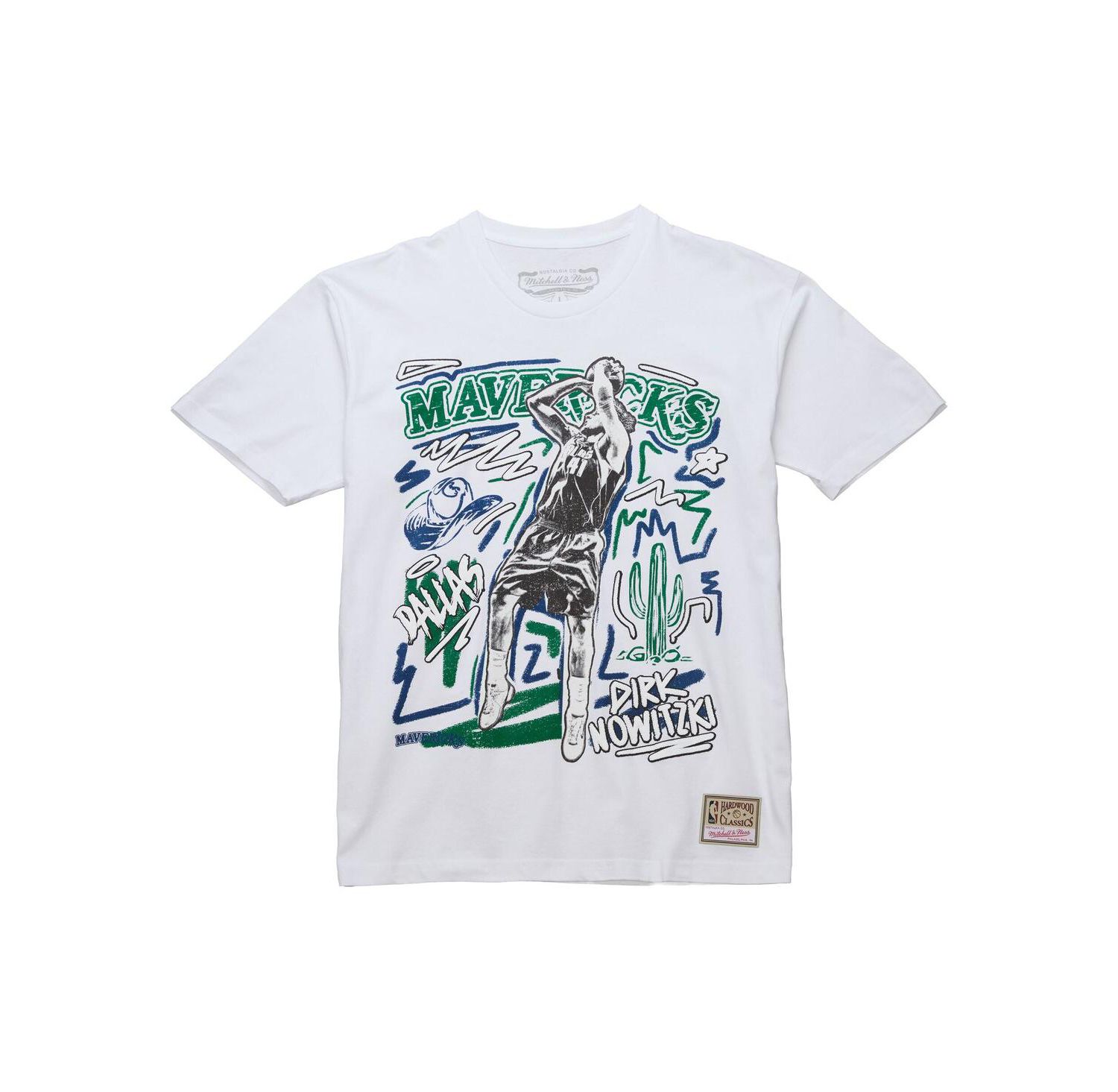 Men's Dirk Nowitzki White Dallas Mavericks Hardwood Classics Chalked Up T-Shirt