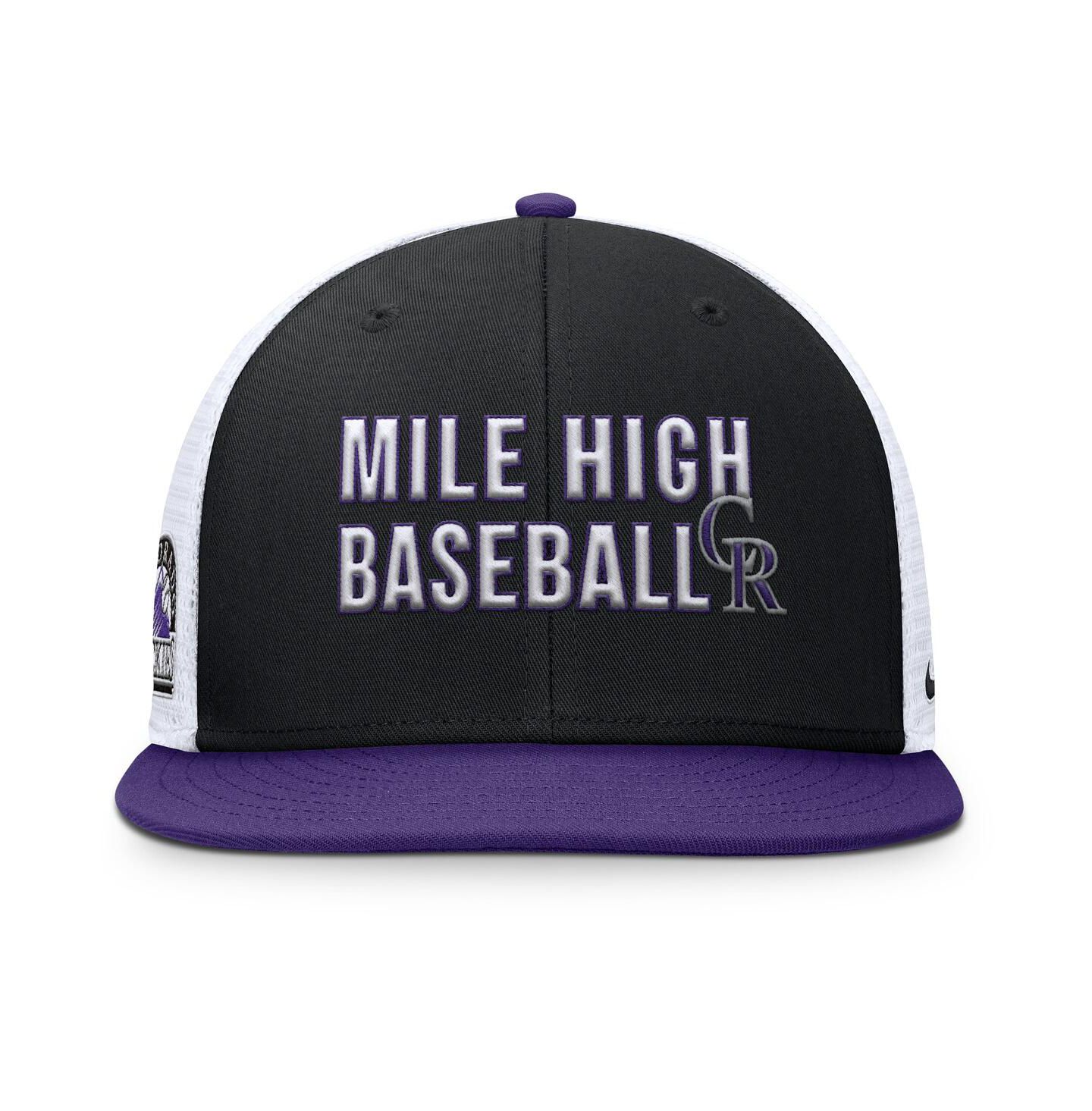 Мужская кепка Nike Black/Purple Colorado Rockies Pro Trucker Snapback Hat — фото 3