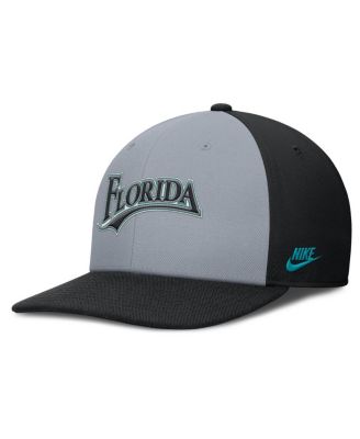 Men's Gray/Black Florida Marlins Cooperstown Collection Pro Performance Snapback Hat