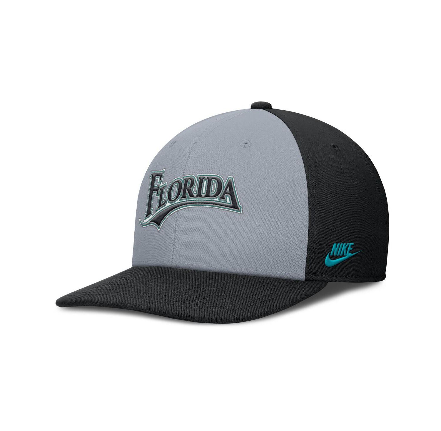 Men's Gray/Black Florida Marlins Cooperstown Collection Pro Performance Snapback Hat