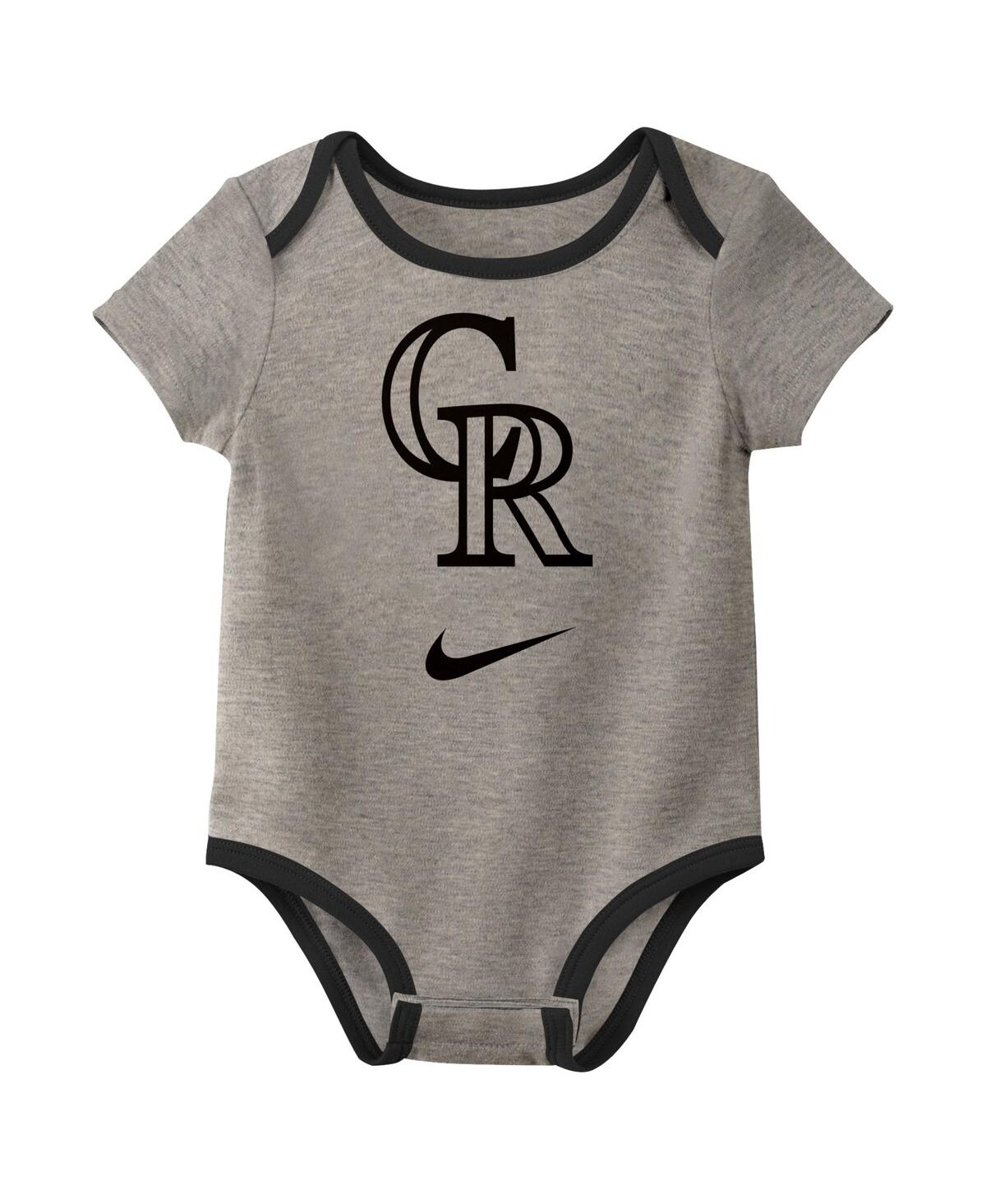 Nike Baby Boys And Girls Colorado Rockies Authentic Collection Bodysuit, Pack Of 3 In Black